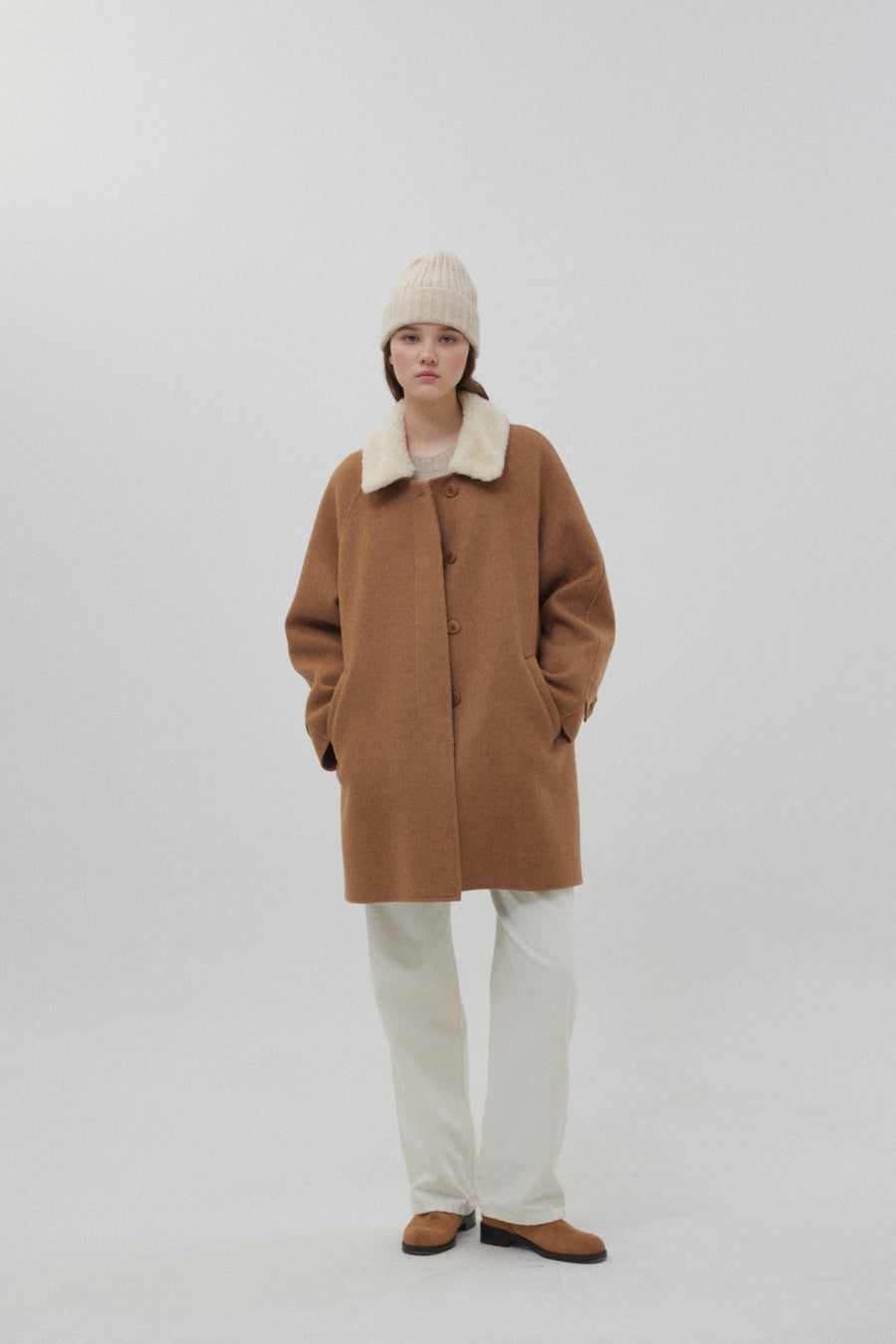 Handmade Camel Collar Coat