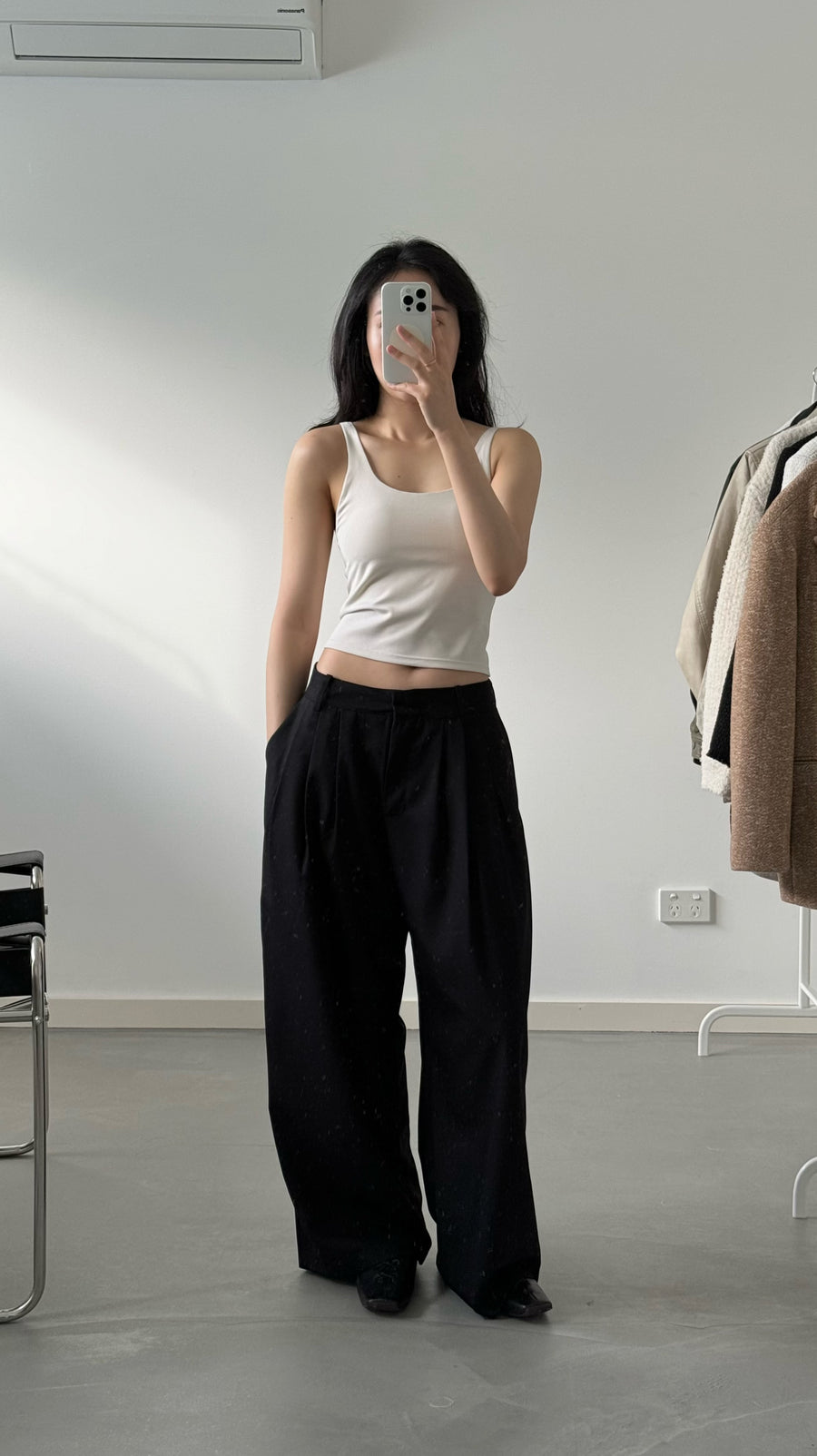 by DOE - Triple Pleated Low Waist Wide Leg Trousers