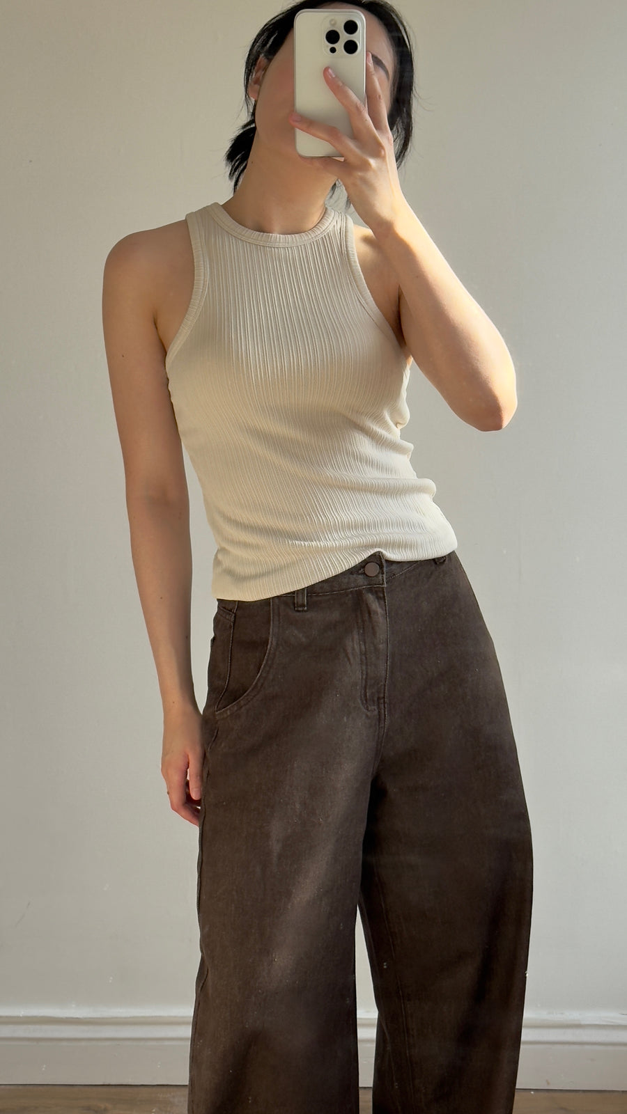 Asymmetrical Shoulder Ribbed Tank (PREORDER)