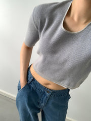 by DOE - Square-neck Mixed Knit Top