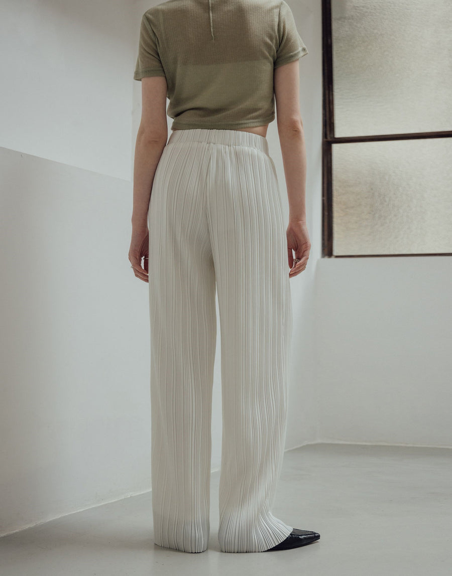 Pleated Straight Leg Slacks