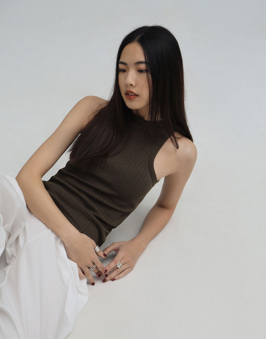 Asymmetrical Shoulder Ribbed Tank (PREORDER)