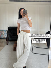 by DOE - Triple Pleated Low Waist Wide Leg Trousers