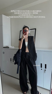 by DOE - Triple Pleated Low Waist Wide Leg Trousers