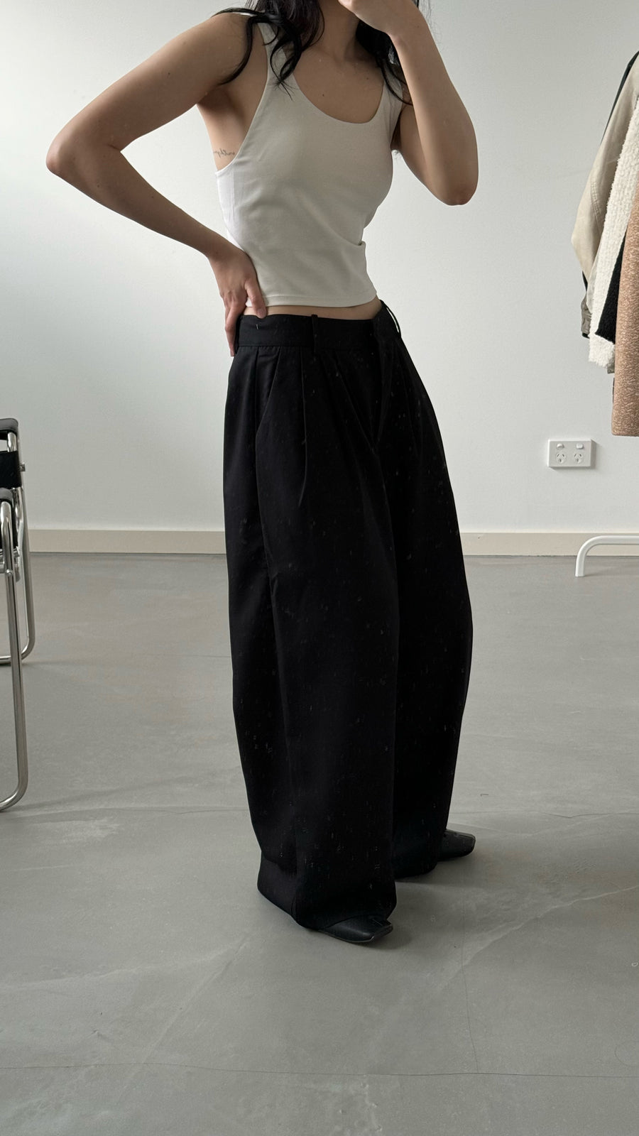 by DOE - Triple Pleated Low Waist Wide Leg Trousers