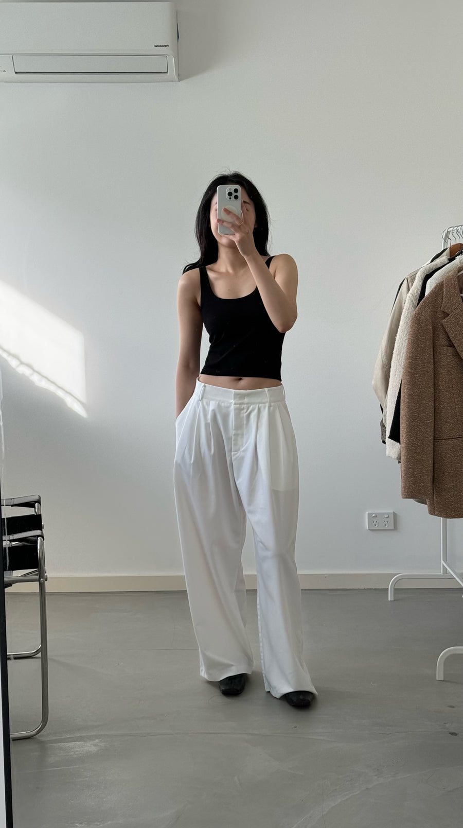 by DOE - Triple Pleated Low Waist Wide Leg Trousers