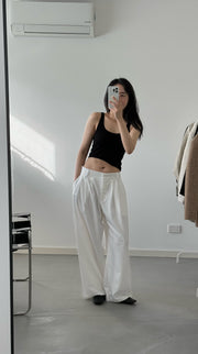 by DOE - Triple Pleated Low Waist Wide Leg Trousers