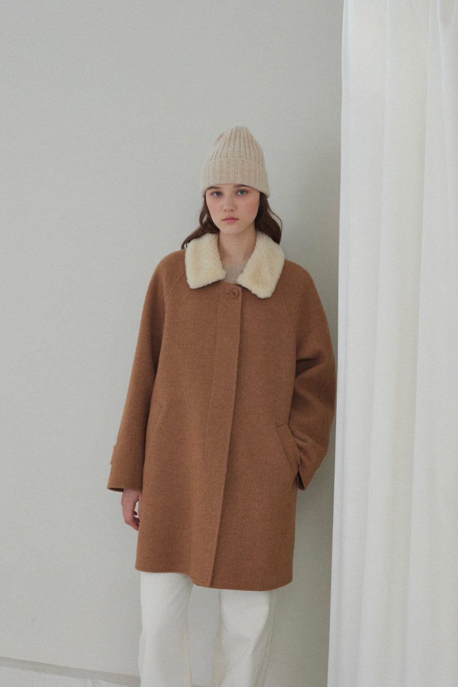 Handmade Camel Collar Coat