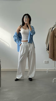 by DOE - Triple Pleated Low Waist Wide Leg Trousers