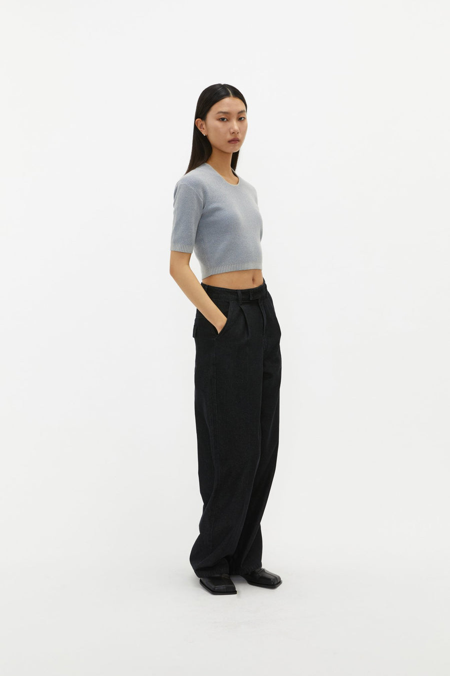 by DOE - Square-neck Mixed Knit Top