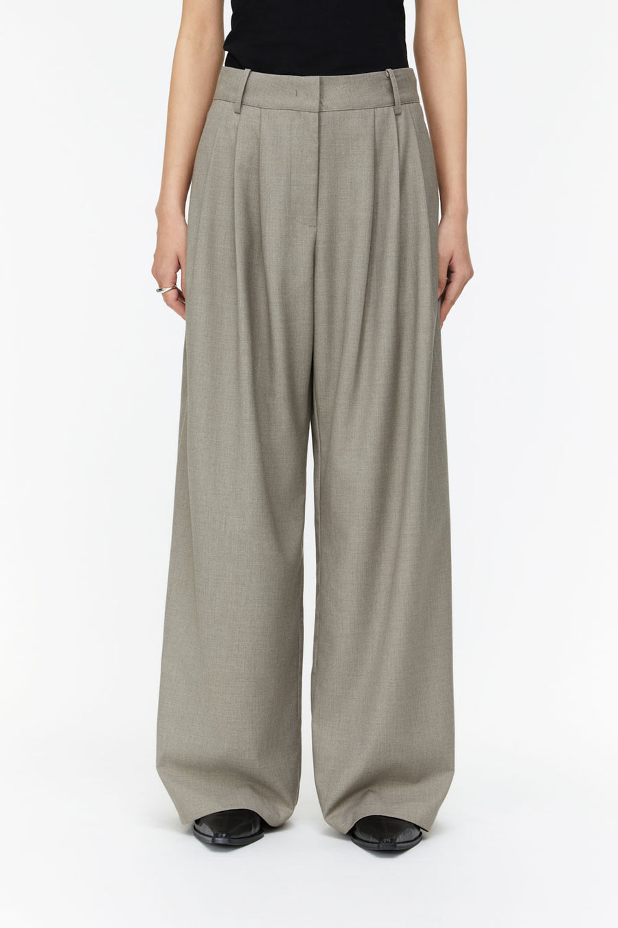 by DOE - Triple Pleated Low Waist Wide Leg Trousers