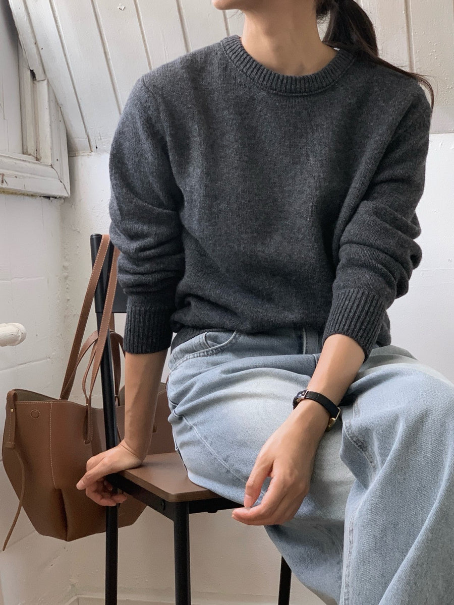 Wool Cashmere Crew Neck Sweater