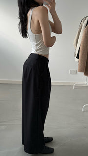 by DOE - Triple Pleated Low Waist Wide Leg Trousers