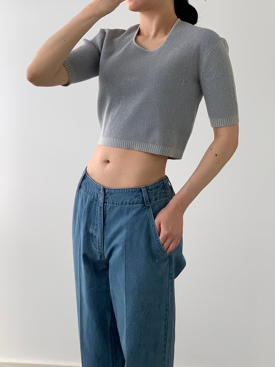 by DOE - Square-neck Mixed Knit Top