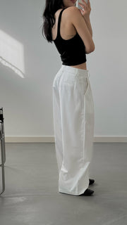 by DOE - Triple Pleated Low Waist Wide Leg Trousers