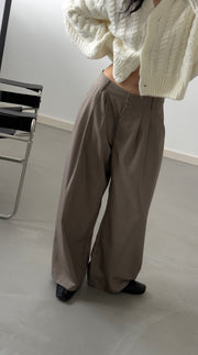 by DOE - Triple Pleated Low Waist Wide Leg Trousers