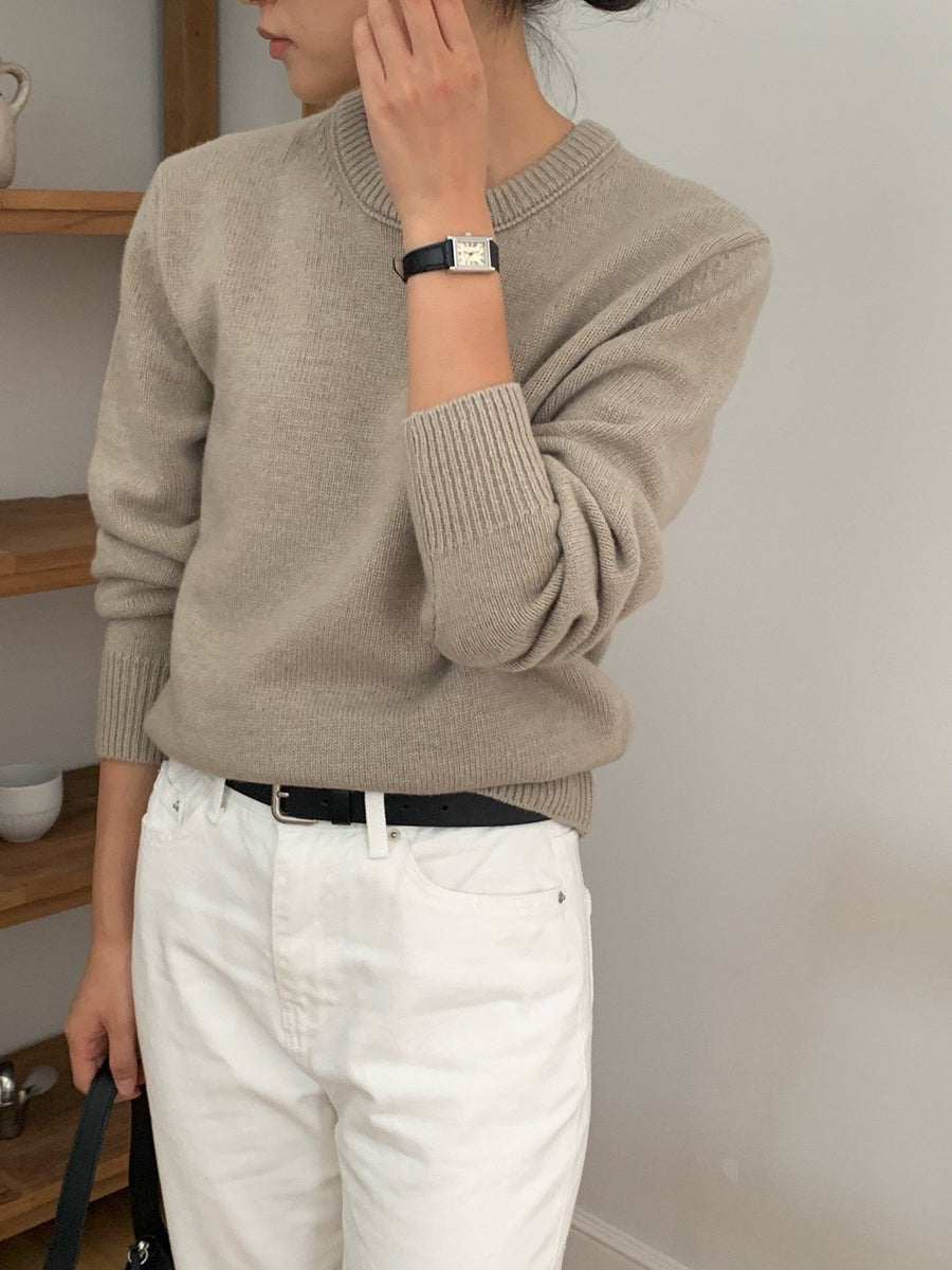 Wool Cashmere Crew Neck Sweater