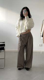 by DOE - Triple Pleated Low Waist Wide Leg Trousers