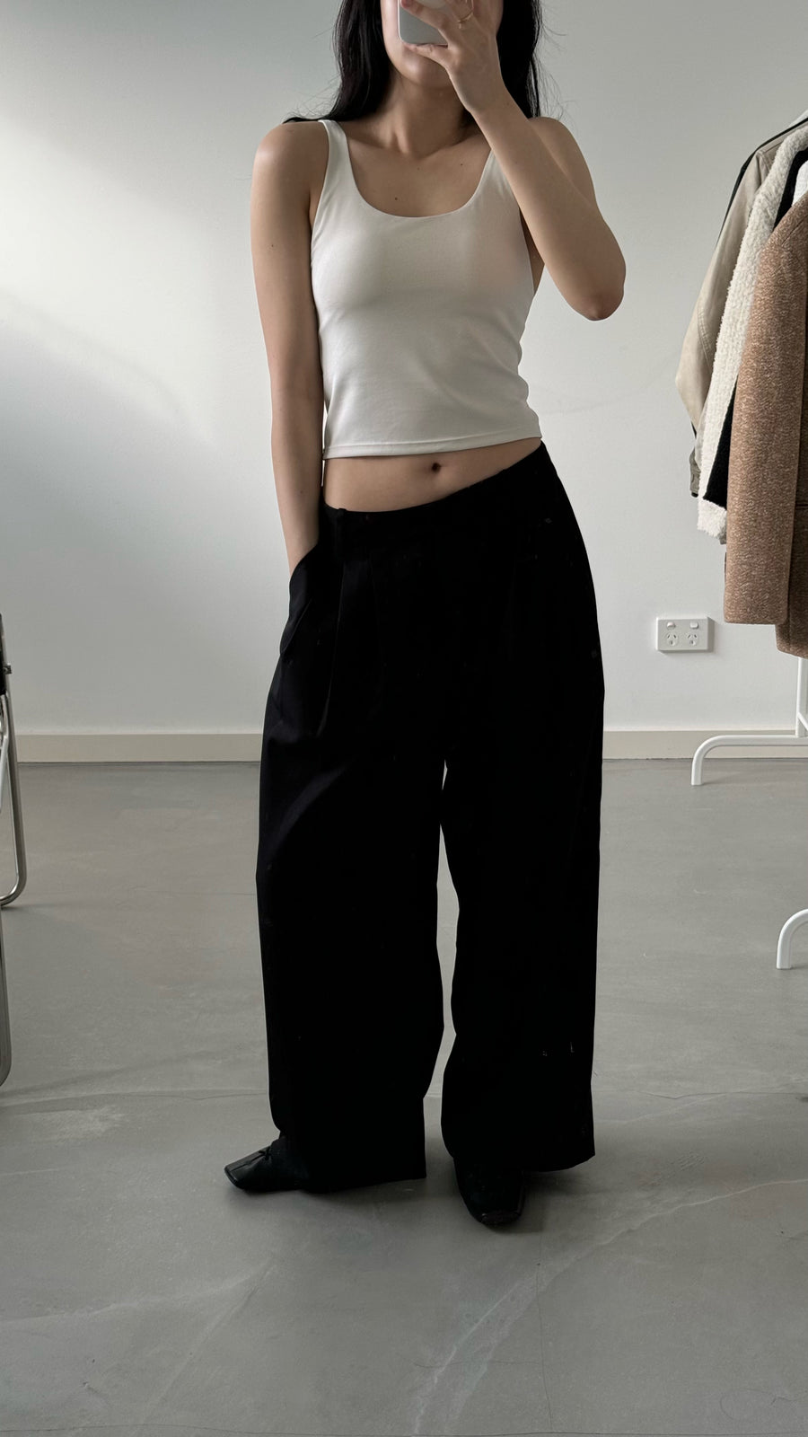 by DOE - Triple Pleated Low Waist Wide Leg Trousers