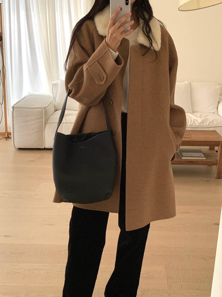 Handmade Camel Collar Coat