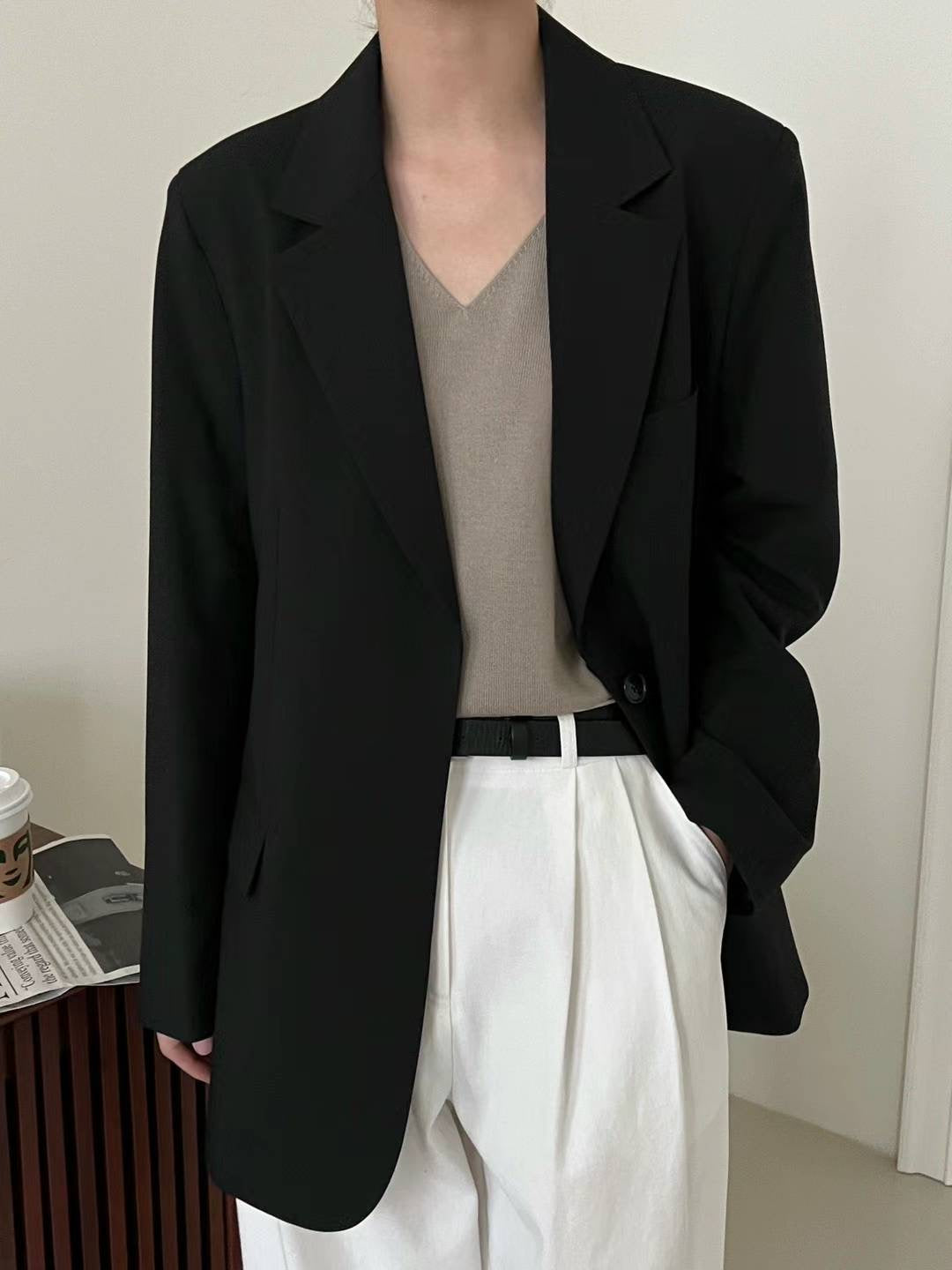 Womens black hot sale oversized blazer