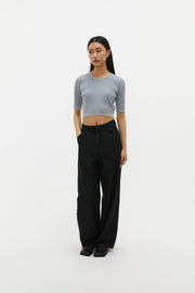 by DOE - Square-neck Mixed Knit Top